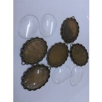 28195 - Set 5 pandantive bronz cu lentila - 30x40mm - PENTART