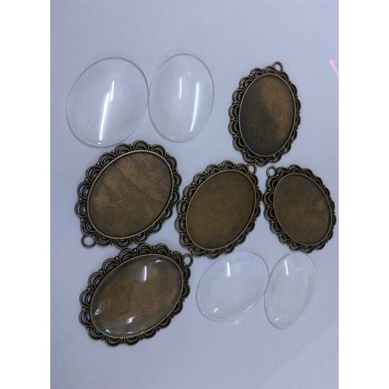 28195 - Set 5 pandantive bronz cu lentila - 30x40mm - PENTART