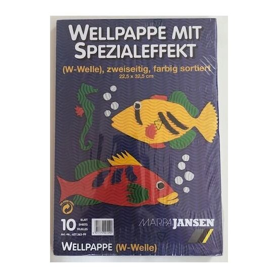 62736399 - Set 10 coli carton ondulat - 5 culori - 22.5 x 32.5 cm - Marpa jansen