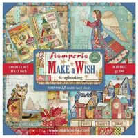 SBBXL02 - Bloc 22 coli scrapbooking cu 2 fete, 30.5x30.5cm, 170gr. Make a Wish - Stamperia