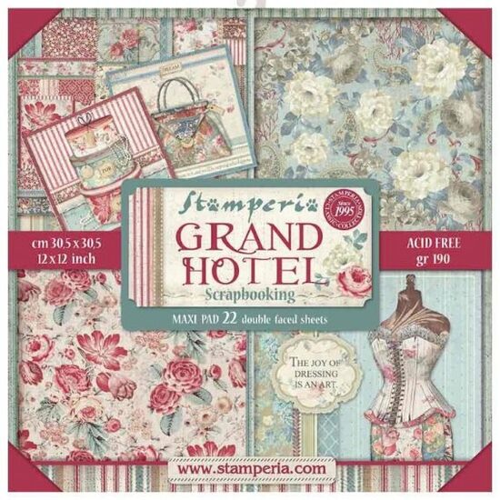 SBBXL03 - Bloc 22 coli scrapbooking cu 2 fete, 30.5x30.5cm, 170gr. Grand Hotel - Stamperia