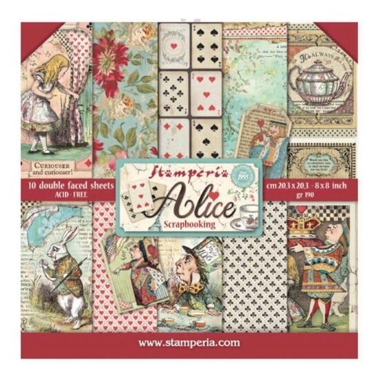 SBBS01 - Bloc 10 coli scrapbooking cu 2 fete, 20.3x20.3cm, Alice - Stamperia