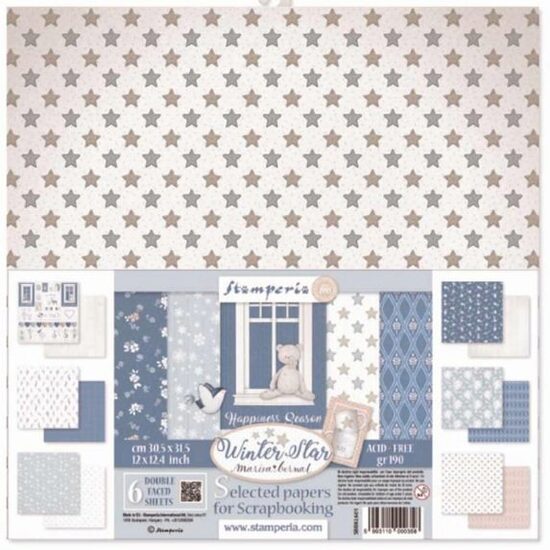 SBBKL601 - Bloc 6 coli scrapbooking cu 2 fete, 30.5X31.5cm, Winter Star - Stamperia