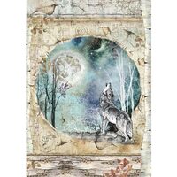 DFSA4388 - Hartie de orez A4 - Cosmos wolf and moon - Stamperia