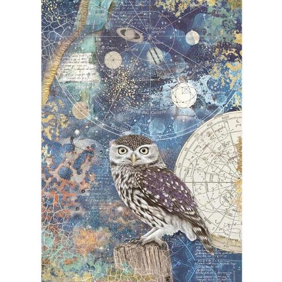 DFSA4389 - Hartie de orez A4 - Cosmos owl - Stamperia