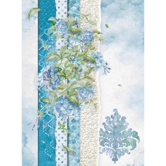 DFSA4417 - Hartie de orez A4 - Flowers for you light blue - Stamperia