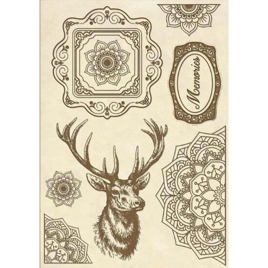 KLSP057 - Figurine lemn - coala A5 - Cosmos deer - Stamperia.