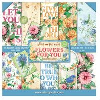 SBBS05 - Bloc 10 coli scrapbooking cu 2 fete, 20.3x20.3cm, Flowers for you Aquarelle - Stamperia
