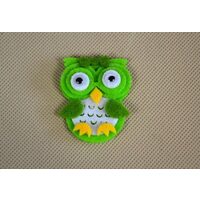 368873 - Figurina fetru - bufnita verde cu ochi mobili, 5cm - ANT-CH