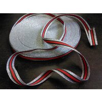 Rola panglica argintie cu rosu si verde - Craciun - 15mm x 50m - Pentart 33874