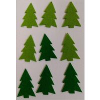 Figurine fetru de Craciun- Set 9 brazi, 5cm - Pentart 35490
