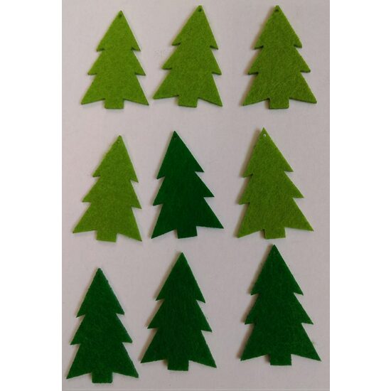 Figurine fetru de Craciun- Set 9 brazi, 5cm - Pentart 35490