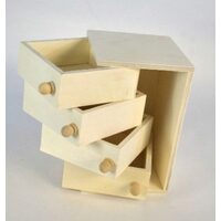 Cutie lemn cu 4 sertare, 12.5 x 12.5 x 20cm - 355805 - ANT-CH
