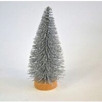 359016 Set 10 brazi decorativi de Craciun argintii cu gliter - 8cm - ANT-CH