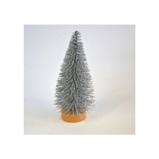 359016 Set 10 brazi decorativi de Craciun argintii cu gliter - 8cm - ANT-CH