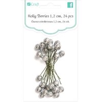 Set 24 bilute decorative de Craciun cu glitter argintiu 1.2 cm - DPZA-009