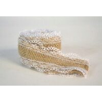 Banda decorativa iuta naturala cu dantela, 3.5cm x 2m - 371756