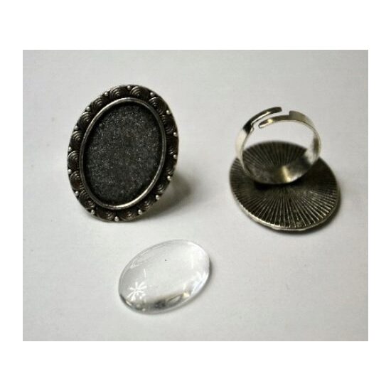 Inel oval antichizat cu lentila - 366922