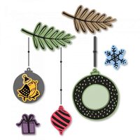 12 - Set 10 cuttere Framelits + 8 stampile - Ornamente de Craciun 2 - Sizzix - 663680