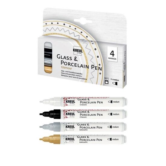 Set 4 markere pentru sticla si portelan - Glamour - 16431 - Kreul