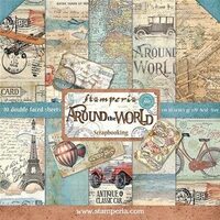 SBBS12 - Bloc 10 coli scrapbooking cu 2 fete, 20.3x20.3cm, 190gr - Around the World - Stamperia