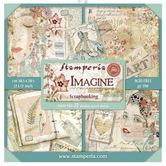 SBBXL04 - Bloc 22 coli scrapbooking cu 2 fete, 30.5x30.5cm, 190gr - Imagine - Stamperia