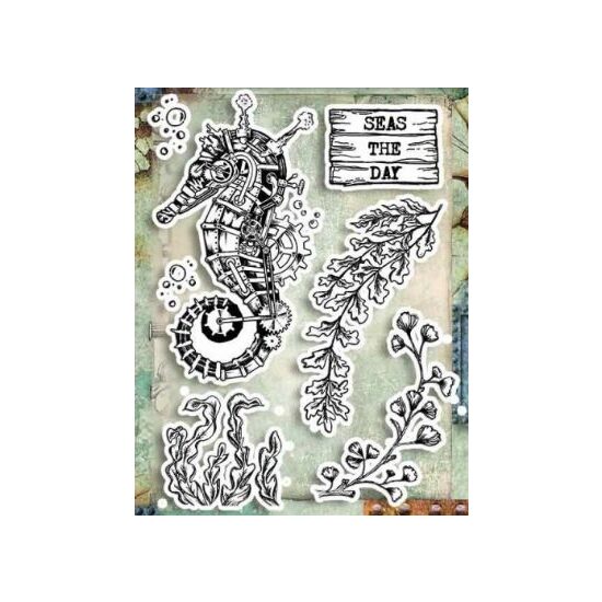 WTKAT11 - Set 6 stampile silicon - Seahorse - Stamperia