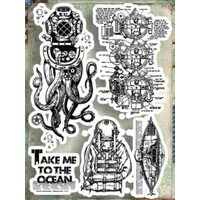 WTKAT12 - Set 5 stampile silicon - Seahorse - Stamperia