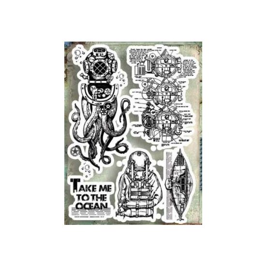 WTKAT12 - Set 5 stampile silicon - Seahorse - Stamperia