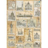 FLSG/ST18 - Fetru printat 1mm - 50x70 cm - Postacards from Europe - STAMPERIA