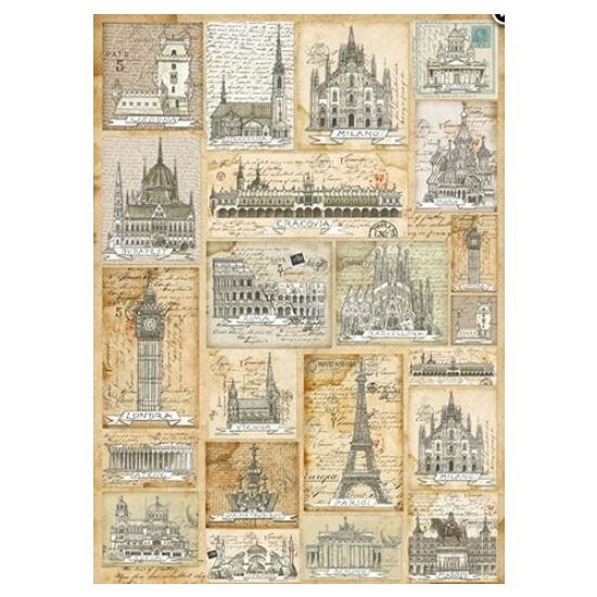 FLSG/ST18 - Fetru printat 1mm - 50x70 cm - Postacards from Europe - STAMPERIA