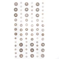 Set 78 strasuri adezive cu insertii - diferite dimensiuni - argintii - GRKR-071 - DP CRAFT