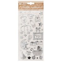 NAK27 - Stickere din folie argintie embosata - Baby - DP CRAFT