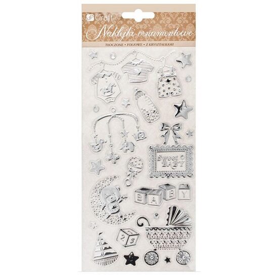 NAK27 - Stickere din folie argintie embosata - Baby - DP CRAFT