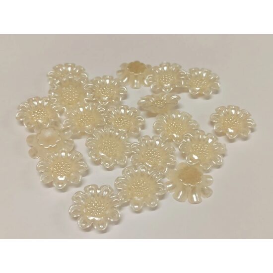 364925 - Set 20buc flori albe din acril, 2cm - ANT-CH