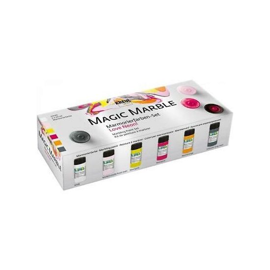 73614 - Set 6 culori clasice cu efect de marmorare - Magic Marble - Love Neon - Kreul