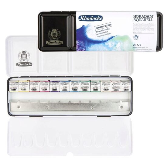 74776 Set 12 pastile acuarela Horadam Pearl in cutie metalica - Schmincke