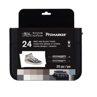 Set 24 promarker in tonuri gri si negru, Winsor Newton