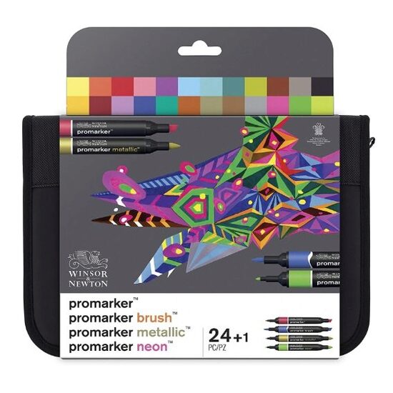 Set 24 promarker, brush, metallic, neon Winsor Newton