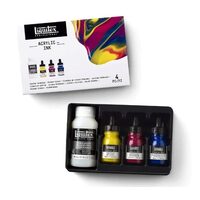 Set acrylic ink, culori primare + pouring medium Liquitex
