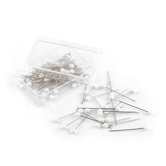 030065 - Bolduri cu cap din plastic, albe - STKL