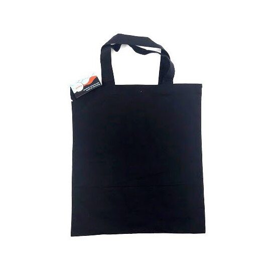 29920 - Plasa neagra din bumbac cu maner scurt, 38 x 42 cm - Pentart