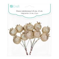 DPZA-026 - Paducel decorativ pentru Craciun 6 bucati/set - auriu cu glitter - DP CRAFT
