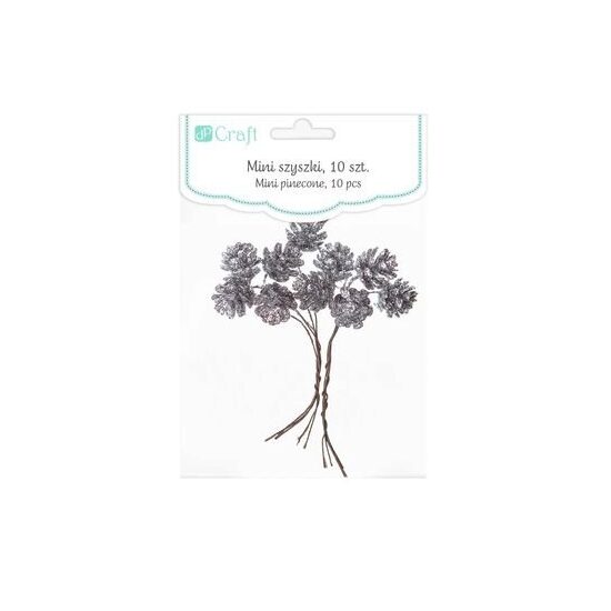 DPZA-048 - Set 10 mini conuri decorative cu glitter argintiu - DP CRAFT