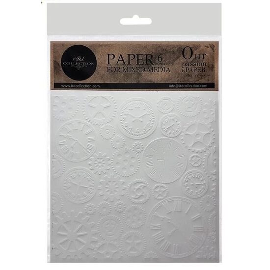 PSS051 - Set 6 cartoane embosate pentru scrapbooking - ceasuri - ITD