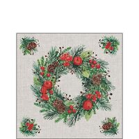 PAK181 - 32513465 - Set 20 servetele 25 x 25 cm - Wreath on linen - Ambiente