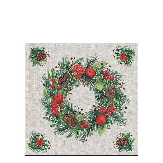 PAK181 - 32513465 - Set 20 servetele 25 x 25 cm - Wreath on linen - Ambiente