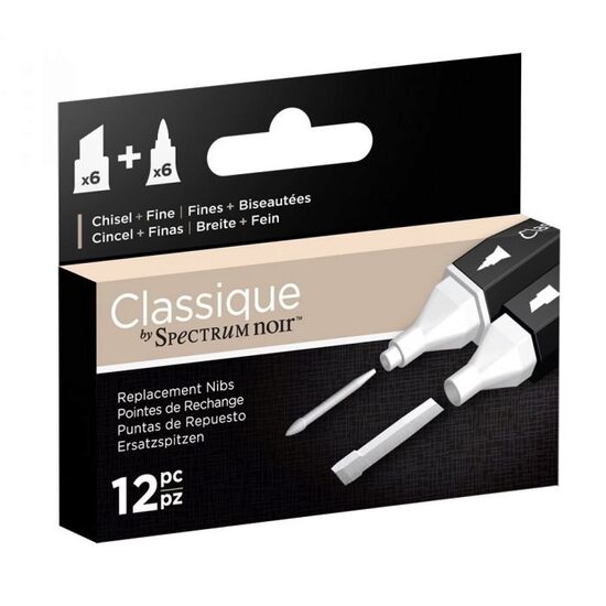 SPECN-ACC-CFNIB12 Set 12 varfuri pentru markere Classique Spectrum Noir - 6 rotunde si 6 tesite - Crafters Companion