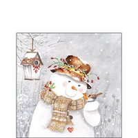 PAK233 - 32511940 - Set 20 servetele 25 x 25 cm - Snowman holding Robin - Ambiente