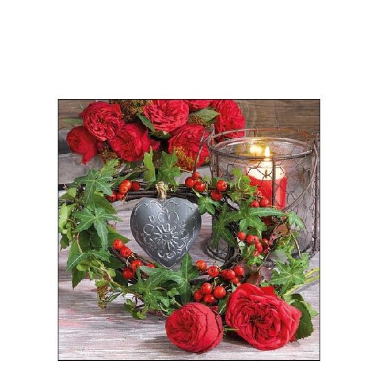 PAK203 - 12514475 - Set 20 servetele 25 x 25 cm - Roses and ivy - Ambiente